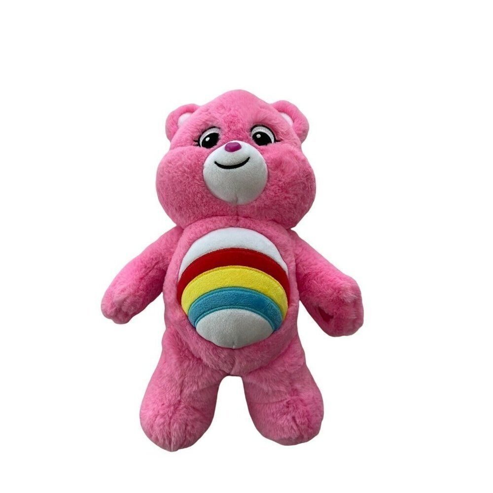 Care Bears Cheer Bear Plush 2020 Pink with Rainbow Belly 14" Stuffed Animal Toy